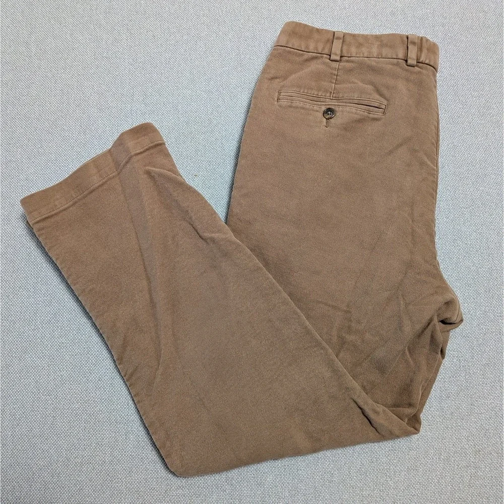 Brooks Brothers Men's Khaki 38x30 Hudson Cotton Chinos Flat Front Italian Fabric